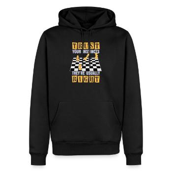 Faites confiance à votre instinct | Joueur d'échec - Sweat à capuche Premium bio Homme - noir - Devant - Nico (187cm)