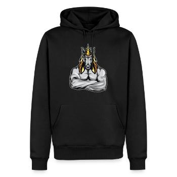 Cadeau de remise en forme de muscles licorne bodybuilder - Sweat à capuche Premium bio Homme - noir - Devant - Nico (187cm)