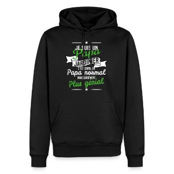 papa jardinier cadeau fan de jardin - Sweat à capuche Premium bio Homme - noir - Devant - Nico (187cm)