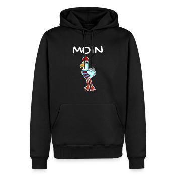 Moin mit Möwe - Moin Möwe - - Männer Premium Bio Hoodie - Schwarz - Vorne - Nico (187cm)