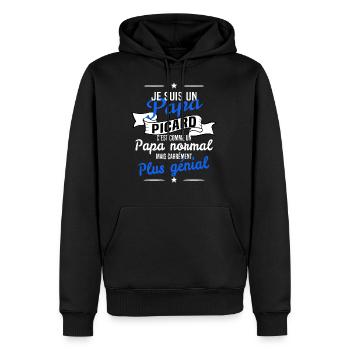 papa picard - Sweat à capuche Premium bio Homme - noir - Devant - Nico (187cm)