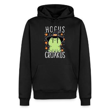 Lustige Halloween Frosch süße Hocus Croakus Hexe Hut - Männer Premium Bio Hoodie - Schwarz - Vorne - Nico (187cm)