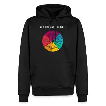 You May Ask Yourself - Piste de musique des années 80 lyrique rétro - Sweat à capuche Premium bio Homme - noir - Devant - Nico (187cm)