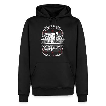 Simson DDR Moped 2 Takter Geschenk Simmi Spruch. H - Männer Premium Bio Hoodie - Schwarz - Vorne - Nico (187cm)