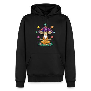 Champignon drôle avec des planètes de yoga et système solaire - Sweat à capuche Premium bio Homme - noir - Devant - Nico (187cm)