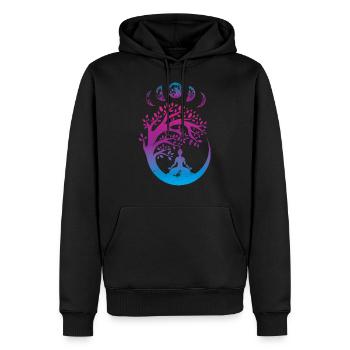 Mondphasen, Spirituelles Yoga Geschenk Lebensbaum - Männer Premium Bio Hoodie - Schwarz - Vorne - Nico (187cm)