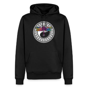 Mandala de yoga avec libellule et ying yang - Sweat à capuche Premium bio Homme - noir - Devant - Nico (187cm)