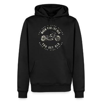 Cadeau de motocycliste, motard et motard - Sweat à capuche Premium bio Homme - noir - Devant - Nico (187cm)