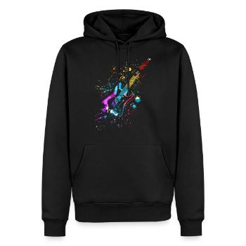 Cadeau de guitare électrique, joueur de guitare en groupe de musique - Sweat à capuche Premium bio Homme - noir - Devant - Nico (187cm)