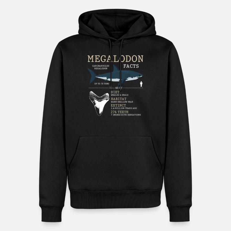 mégalodone, requin, requin, - Sweat à capuche Premium bio Homme - noir