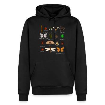 Insetti, tipi di insetti - Felpa con cappuccio ecologica premium da uomo - nero - Fronte - Nico (187cm)