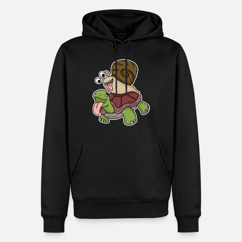 Tortue et escargot - Sweat à capuche Premium bio Homme - noir
