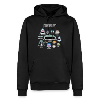 Haie Haiarten Kinder Geschenk, Weisser hai - Männer Premium Bio Hoodie - Schwarz - Vorne - Nico (187cm)