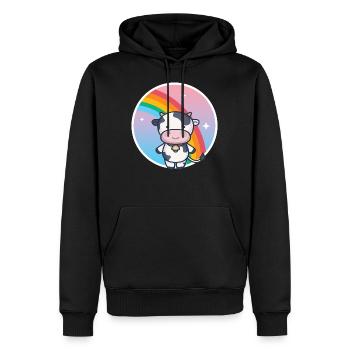 Cache-couche de naissance de vache petite-fille enceinte - Sweat à capuche Premium bio Homme - noir - Devant - Nico (187cm)