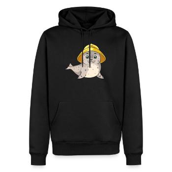 Lustige Robbe Regenmütze Ostsee Nordsee Heuler - Sweat à capuche Premium bio Homme - noir - Devant - Nico (187cm)