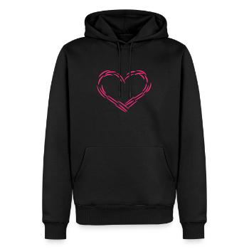 Coeur conception ligne icône amour rose cadeau - Sweat à capuche Premium bio Homme - noir - Devant - Nico (187cm)