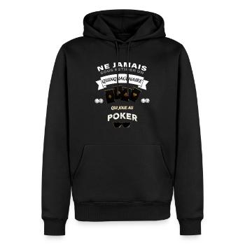 Joueur de poker t-shirt cadeau homme - Sweat à capuche Premium bio Homme - noir - Devant - Nico (187cm)