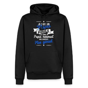 papa poule - Sweat à capuche Premium bio Homme - noir - Devant - Nico (187cm)