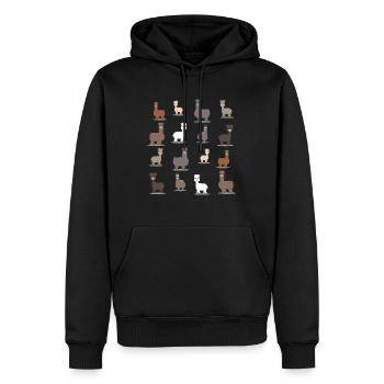 Alpaka - Männer Premium Bio Hoodie - Schwarz - Vorne - Nico (187cm)