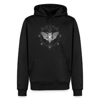 Mondphasen, Falter, Schwarze Magie - Männer Premium Bio Hoodie - Schwarz - Vorne - Nico (187cm)