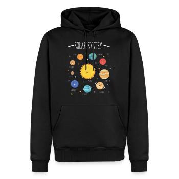 Solar system with all planets, orbits - Men’s Premium Organic Hoodie - black - Front - Nico (187cm)