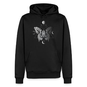 Mondphasen, Falter, Schwarze Magie - Männer Premium Bio Hoodie - Schwarz - Vorne - Nico (187cm)