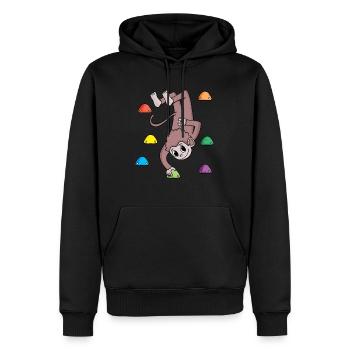 Singe sur le mur d'escalade - escalade - cadeau - Sweat à capuche Premium bio Homme - noir - Devant - Nico (187cm)