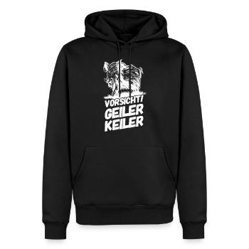 Jäger Jagen Jagd Geiler Keiler Versaut - Männer Premium Bio Hoodie - Schwarz - Vorne - Nico (187cm)