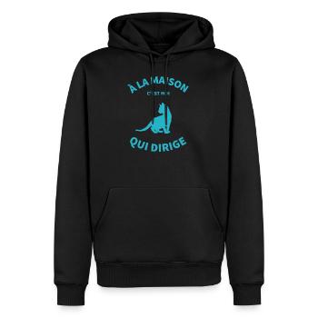 La maison c'est moi qui dirige humour chat drôles - Sweat à capuche Premium bio Homme - noir - Devant - Nico (187cm)