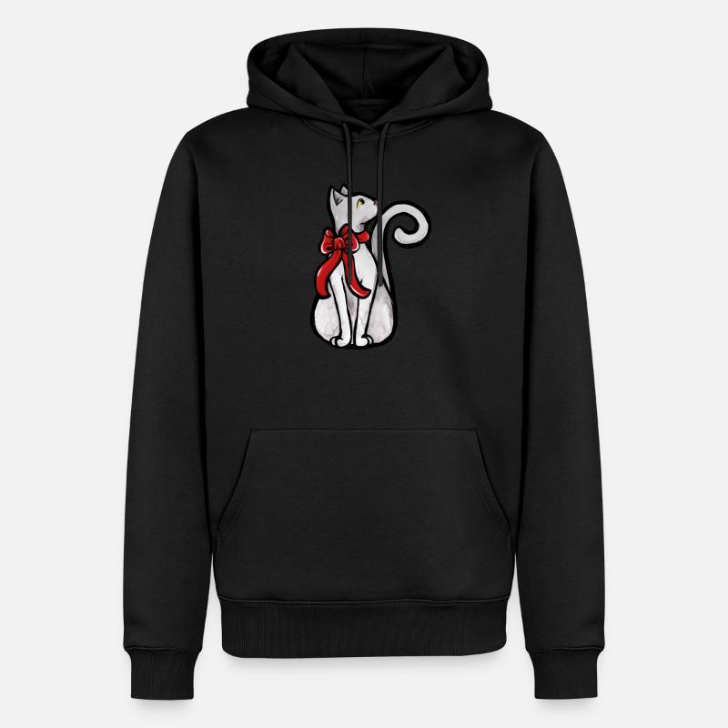 Chat de Noël blanc - Sweat à capuche Premium bio Homme - noir