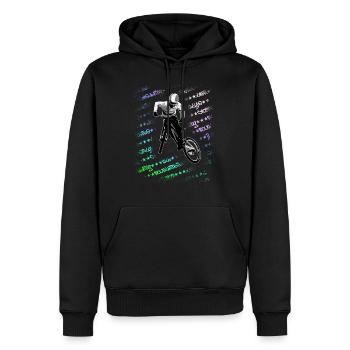 Mountainbike cool downhill Sprung graffiti bunt - Männer Premium Bio Hoodie - Schwarz - Vorne - Nico (187cm)
