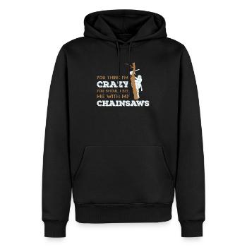 Kettensäge & Baum für Holzfäller und Arboristen - Männer Premium Bio Hoodie - Schwarz - Vorne - Nico (187cm)