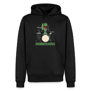 Batterie T-Rex dinosaure Drums Bâtons - Sweat à capuche Premium bio Homme - noir - Devant - Nico (187cm)