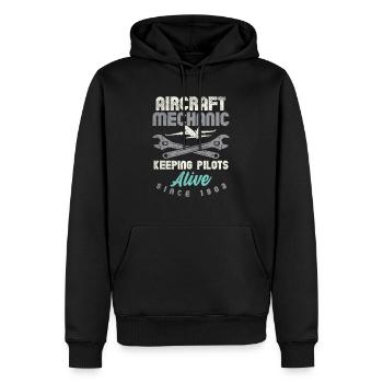 Flugzeugmechaniker, Fluggerätmechaniker - Männer Premium Bio Hoodie - Schwarz - Vorne - Nico (187cm)