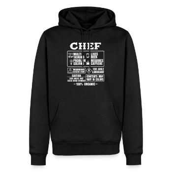 Drôle de chef cuisine cadeau cuisine - Sweat à capuche Premium bio Homme - noir - Devant - Nico (187cm)