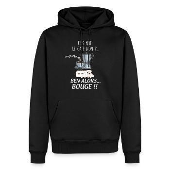 Motorhome making coffee - Men’s Premium Organic Hoodie - black - Front - Nico (187cm)