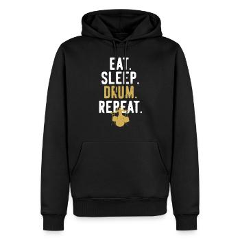 Répétition du batteur de batterie - Sweat à capuche Premium bio Homme - noir - Devant - Nico (187cm)