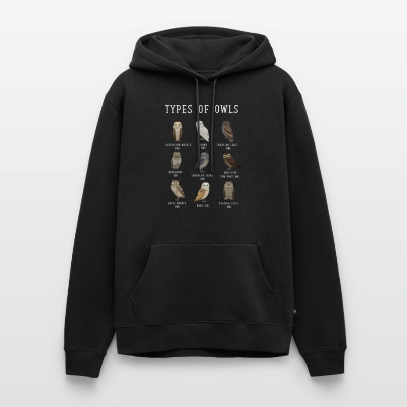 Eulentypen, Eule, Eulen, Schneeeule, Barn Owl Männer Premium Bio Hoodie