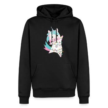 Unicorn magical Christmas fairy lights sweet pink - Men’s Premium Organic Hoodie - black - Front - Nico (187cm)