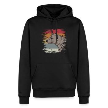Hyäne - Männer Premium Bio Hoodie - Schwarz - Vorne - Nico (187cm)