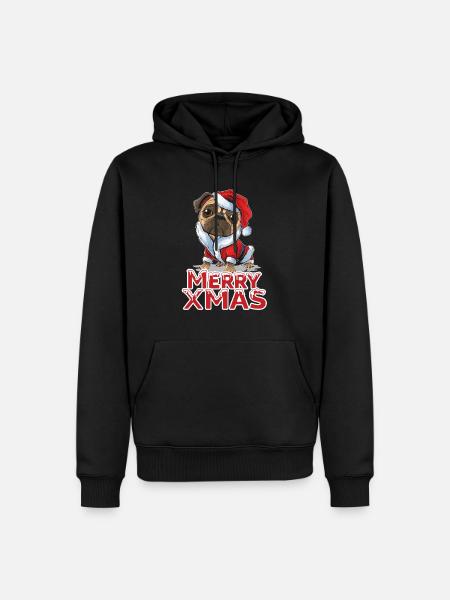 Mops Noël - Sweat à capuche Premium bio Homme - noir