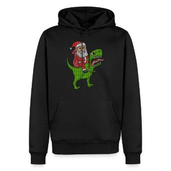 Effet de Noël laid de dinosaure de Noël - Sweat à capuche Premium bio Homme - noir - Devant - Nico (187cm)