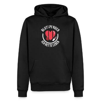 Blutspender ich rette Leben Bluspenderin ich rette - Männer Premium Bio Hoodie - Schwarz - Vorne - Nico (187cm)