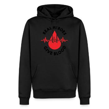 Save life, donate blood, donate blood - Men’s Premium Organic Hoodie - black - Front - Nico (187cm)