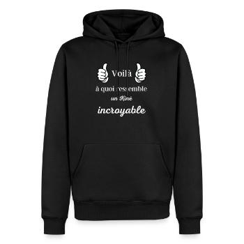 Voilà à quoi ressemble un kiné incroyable ! fête - Sweat à capuche Premium bio Homme - noir - Devant - Nico (187cm)