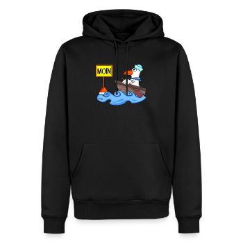 Moin Seemann Möwe Seemöwe Boot - Männer Premium Bio Hoodie - Schwarz - Vorne - Nico (187cm)