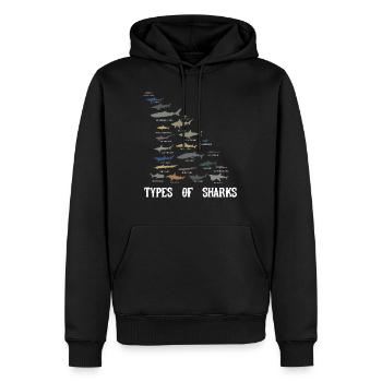 Types of Shark , Haiarten Haie Basking weißer Hai - Männer Premium Bio Hoodie - Schwarz - Vorne - Nico (187cm)