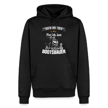 Die Kunst der Perfektion Bootsbauer Bootsbau - Männer Premium Bio Hoodie - Schwarz - Vorne - Nico (187cm)