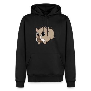 Wildschwein - Männer Premium Bio Hoodie - Schwarz - Vorne - Nico (187cm)