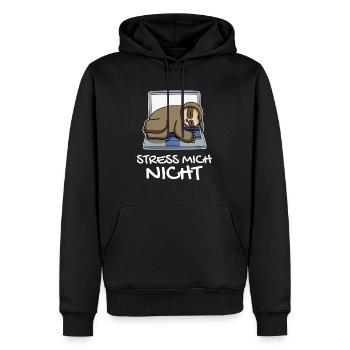 Stress mich nicht Faultier Büro lustig Geschenk - Männer Premium Bio Hoodie - Schwarz - Vorne - Nico (187cm)